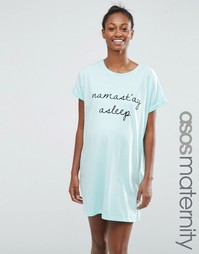 Футболка для сна с принтом Namastay Asleep для беременных ASOS Maternity - Зеленый