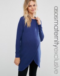Джемпер в фактурную полоску с запахом для кормящих мам ASOS NURSING - Синий