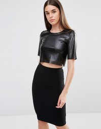 Кроп-топ с лазерной резной отделкой TFNC - Черный
