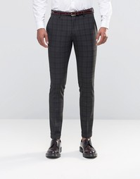 Стретчевые облегающие брюки в клетку с отворотами Selected Homme - Коричневый