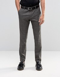 Эластичные брюки слим в клетку Selected Homme - Коричневый