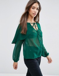 Блузка с кейпом и завязкой ASOS - Зеленый
