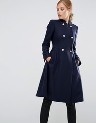 Приталенное пальто со свободным краем Ted Baker Indego - Темно-синий