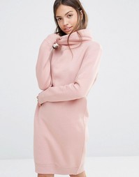 Трикотажное платье со свободным воротом Boohoo - Розовый