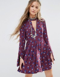 Платье мини с принтом Free People - Фиолетовый
