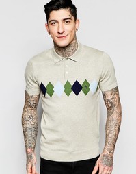 Джемпер-поло с ромбовидным узором Original Penguin - Серый