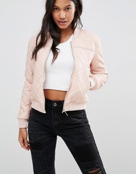 Стеганая куртка‑пилот из искусственной кожи Boohoo - Розовый