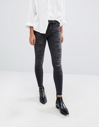 Рваные укороченные джинсы скинни с классической талией Only Ultimate - Серый