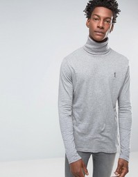 Трикотажный лонгслив с высоким отворачивающимся воротом Religion - Серый