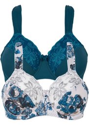 Бюстгальтер (2 шт.), чашка C (графический принт + темно-серы) Bonprix