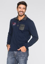 Футболка-поло Regular Fit с длинным рукавом (темно-синий) Bonprix