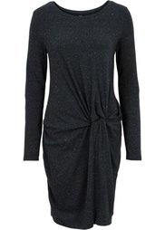 Трикотажное платье с драпировкой (черный/сливовый меланж) Bonprix