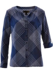 Клетчатая блузка с принтом (красно-ягодный/ночная синь) Bonprix