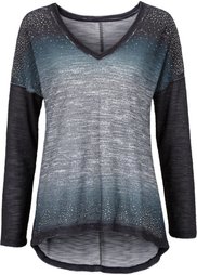 Футболка с длинным рукавом (черный) Bonprix