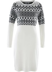 Вязаное платье (черный/цвет белой шерсти с узо) Bonprix