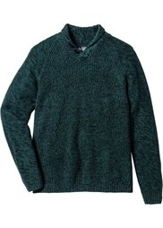 Пуловер Regular Fit с шалевым воротом (темно-синий меланж) Bonprix