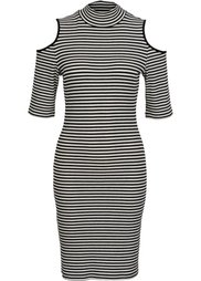 Трикотажное платье с вырезами на плечах (черный) Bonprix