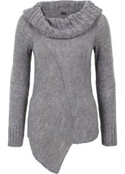 Асимметричный вязаный пуловер (черный) Bonprix