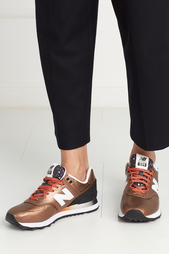 Кроссовки из металлизированной кожи 574 New Balance