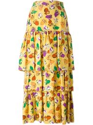 многослойная юбка в цветочный принт  Yves Saint Laurent Vintage