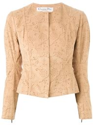 куртка с узором без воротника  Christian Dior Vintage