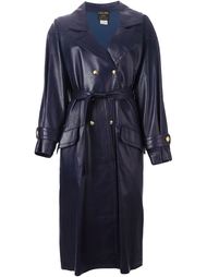 кожаное пальто с поясом Céline Vintage