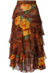 многоярусная юбка с цветочным принтом пейсли Kenzo Vintage