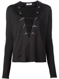 блузка с глубоким V-образным вырезом Mugler