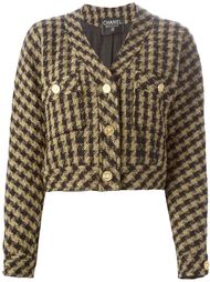 укороченный пиджак в ломанную клетку Chanel Vintage