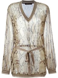 прозрачная блузка с узором змеиной кожи  Roberto Cavalli
