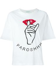футболка с принтом губ из пайеток P.A.R.O.S.H.