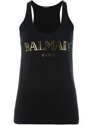 топ с логотипом металлик Balmain