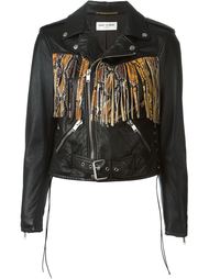 байкерская куртка с бахромой Saint Laurent