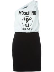 платье на одно плечо с принтом логотипа Moschino