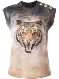 футболка с принтом тигра  Balmain