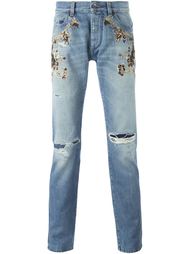 декорированные джинсы с потертой отделкой Dolce &amp; Gabbana