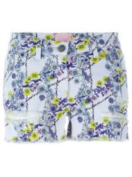 джинсовые шорты с цветочным принтом Giamba
