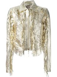 куртка с перфорированным дизайном и бахромой Roberto Cavalli