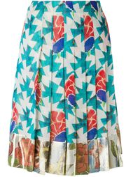 плиссированная юбка с цветочным принтом Chanel Vintage