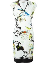 трикотажное платье с принтом птиц Roberto Cavalli