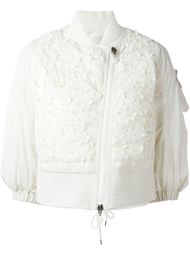 пуховик с цветочной аппликацией Moncler
