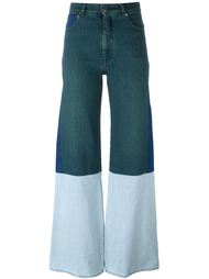двухцветные расклешенные джинсы Mm6 Maison Margiela