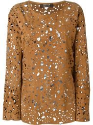 перфорированная замшевая блузка Roberto Cavalli