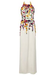 вечернее платье с цветочной аппликацией Oscar de la Renta