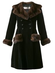 бархатное пальто с оторочкой из норки Yves Saint Laurent Vintage