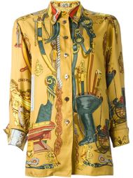 рубашка с принтом карабельных символов  Hermès Vintage