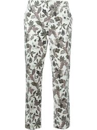 укороченные брюки с лиственным принтом Tory Burch