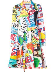 collage print trench coat Moschino