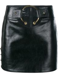 Leather Mini Skirt with Gold Ring Anthony Vaccarello