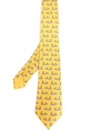 галстук с принтом китов Hermès Vintage